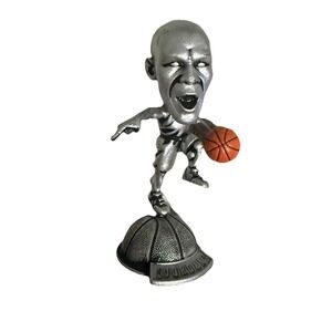 Michael Jordan Silver Mini Figure 90s Slam Dunk Style 3" w/ Basketball Stand